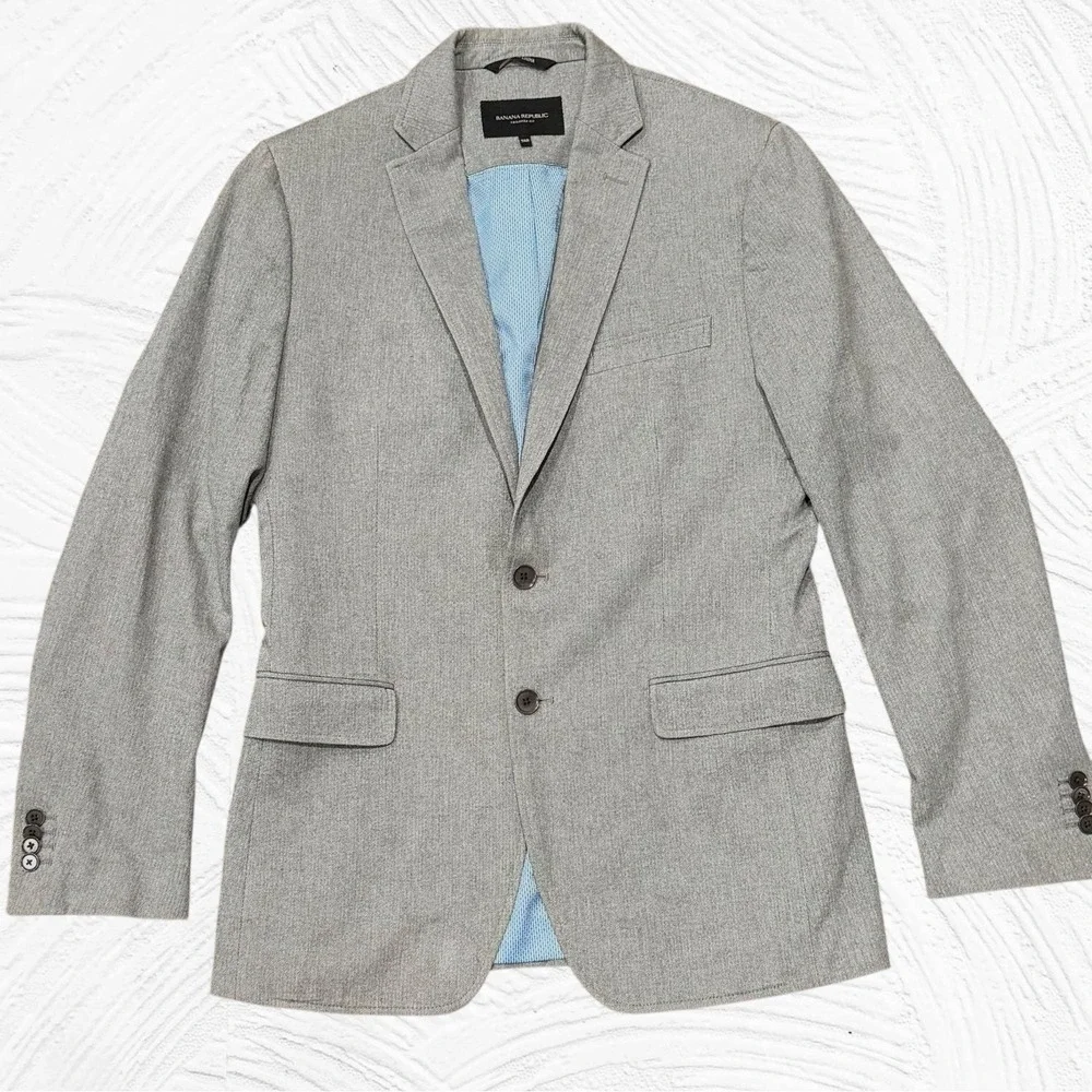 Banana Republic‎ Blazer 38R Gray Tailored Fit Emmetex Italian Fabric Stretch